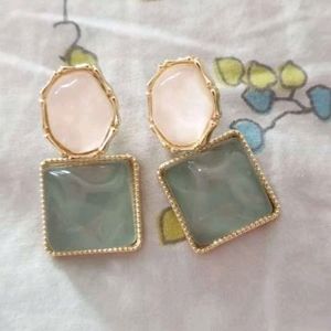 Zara green geometric earrings